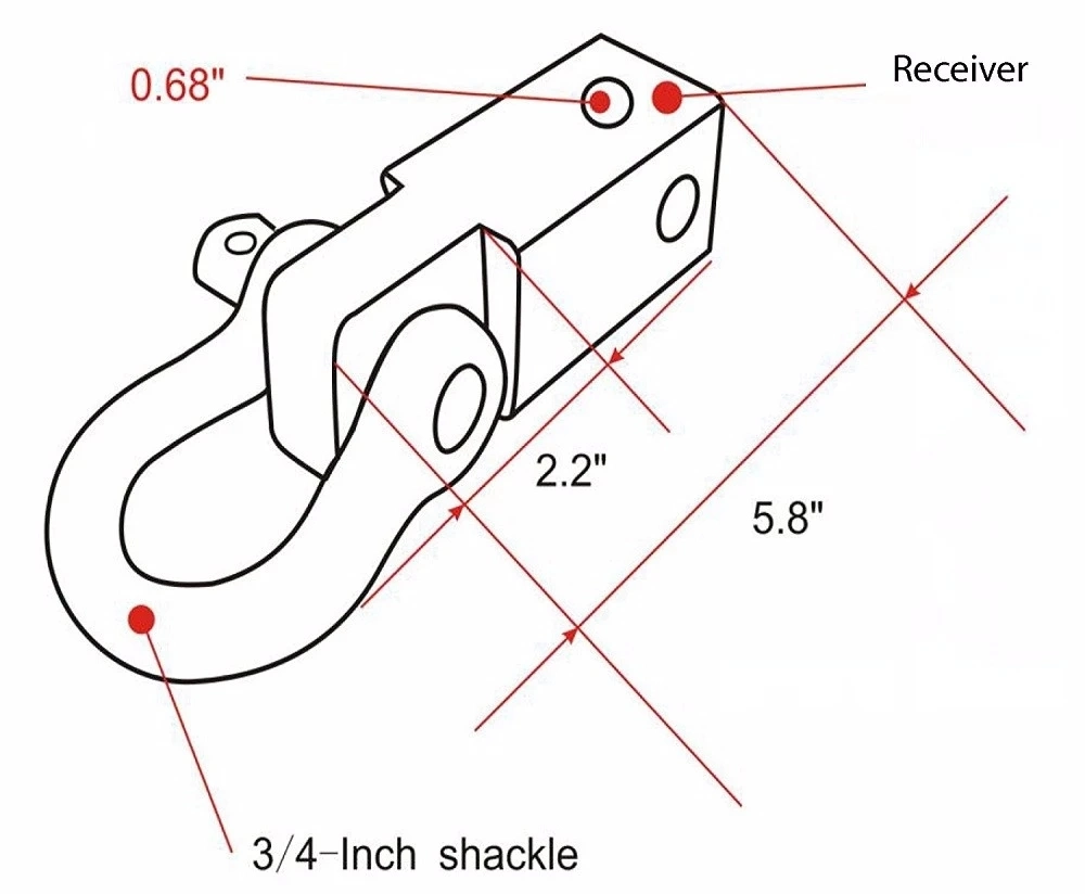 2inch Shackle Hitch Receiver Hitch with 3/4